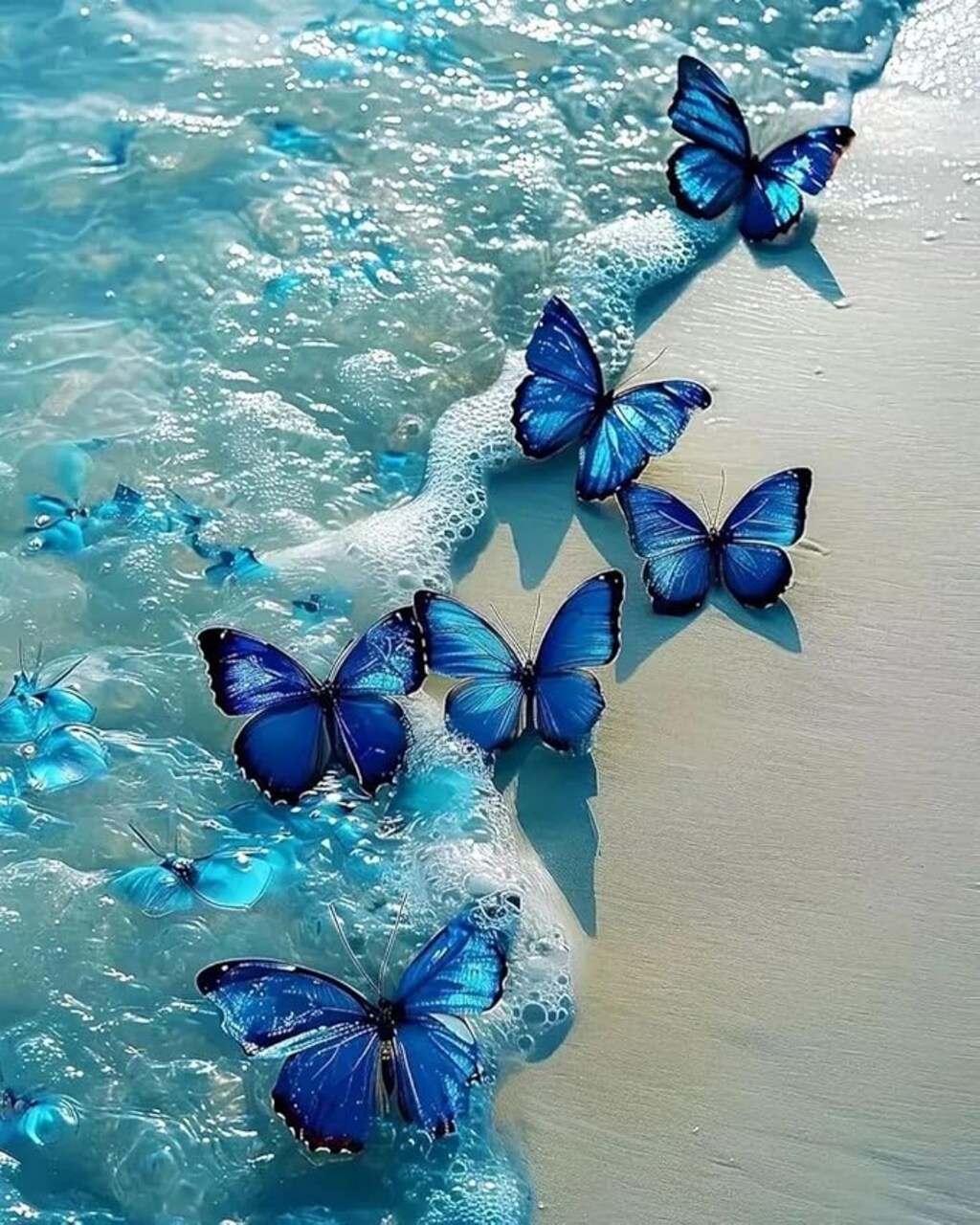 Butterfly Diamond Art Painting Kits for Adults,Beach DIY 5D Diamond Art Kits,Diamond DIY Painting for Home Wall Decor (30x40cm/11.8X15.7inch)